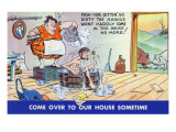 Comic Cartoon - Hillbillies; Pa Gets so Dirty  the Hogs Won't Stay inside