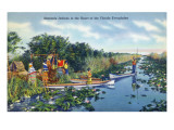 Everglades Nat'l Park  Florida - Seminole Indians in Longboats