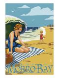 Morro Bay  California Beach Scene