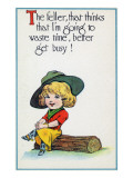 Comic Cartoon - Cowgirl Tells Boys to Get Busy  not Waste Time