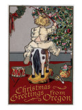 Christmas Greetings from Oregon - Girl on Horse