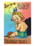 Comic Cartoon - Secrets Have a Way of Leaking Out; Baby Wetting Herself