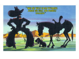 Wyoming - Cowboy with Horse and Dog across Hills and Prairies