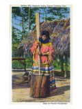 Everglades Nat'l Park  Florida - Soffkee Mill; Seminole Woman Grinding Corn