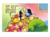 Comic Cartoon - Judge Puzzled by Couple Doing Something in the Canoe