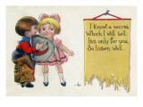 Comic Cartoon - Cowboy Asks Girl if She Knows a Secret that is for Her