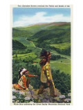 North Carolina - Cherokee Men Overlooking Fields near Great Smoky Mt Nat'l Park