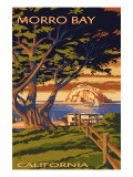Morro Bay  California Town View with Morro Rock Poster