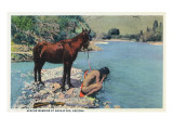 Arizona - Apache Man Drinking at Navajo Rio