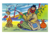 Comic Cartoon - Bum Cooking A Can; What's Cookin