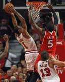 Atlanta Hawks v Chicago Bulls - Game Five  Chicago  IL - MAY 10: Derrick Rose and Josh Smith