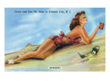 Atlantic City  New Jersey - Refreshing Pin-Up Girl on the Beach