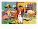 Comic Cartoon - Shopping Scene; Woman Says Look Dear  Husband Says Look Beer