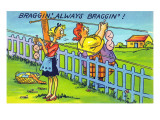 Comic Cartoon - Bragging  Always Bragging; Women Hang Different Sized Bra on Line
