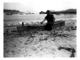 Native American Canoe Carver at Work  Circa 1914