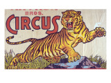 "Arthur Bros Circus" Poster with Illustration of Roaring Tiger  Circa 1945