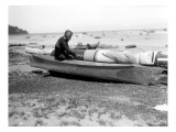 Native American Canoe Carver at Work  Circa 1914