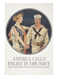"America Calls  Enlist in the Navy" Poster  1917
