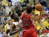 Chicago Bulls v Indiana Pacers - Game Three  Indianapolis  IN - APRIL 21: Roy Hibbert and Joakim No