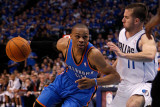 Oklahoma City Thunder v Dallas Mavericks - Game One  Dallas  TX - MAY 17: Russell Westbrook and Jos