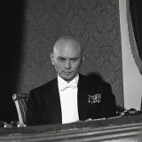 Yul Brynner during the shooting of the movie 'Anastasia' in London