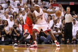 Chicago Bulls v Miami Heat - Game Three  Miami  FL - MAY 22: LeBron James and Luol Deng