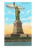 Blimp and Statue of Liberty  New York City