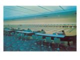 Interior  Bowling Alley with Blue Carpet