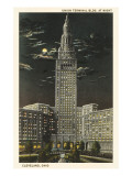 Moon over Union Terminal  Cleveland  Ohio