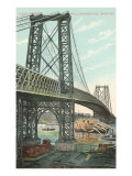Boat on Fire under Williamsburg Bridge  New York City