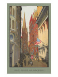 Painting of Trinity Church  Wall Street  New York City