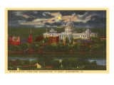 Moon over State Capitol  Harrisburg  Pennsylvania