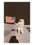 Astronaut with Flag on Moon
