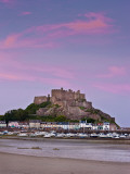 Mount Orgueil Castle  Grouville Bay in Gorey  Jersey  Channel Islands