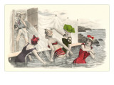 Man Snapping Picture of Bathing Beauties