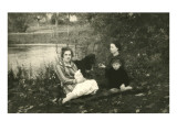 At the Lake with Dog and Kitten