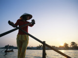 Boat Woman on Mekong River / Sunrise  Cantho  Mekong Delta  Vietnam