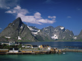 Town View with Fisherman's Cabins (Rorbus)  Sakrisoy  Lofoten Islands  Norway