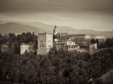 Black and White Image of Alhambra Palce  Granada  Andalucia  Spain