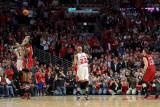 Miami Heat v Chicago Bulls - Game Five  Chicago  IL - MAY 26: Derrick Rose and LeBron James