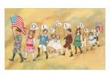 Children with Pennants  Old Glory