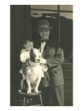 Man and Boy with Pit Bull Terrier