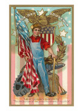 Labor Day Souvenir  Flag and Gears