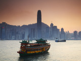 Hong Kong Island Skyline and Tourist Boat Victoria Harbour  Hong Kong  China