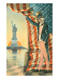 Uncle Sam Viewing Statue of Liberty