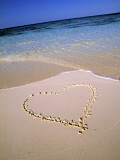 Heart Drawn on Snady Beach  Maldives  Indian Ocean