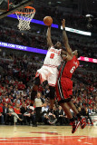 Miami Heat v Chicago Bulls - Game Five  Chicago  IL - MAY 26: Luol Deng and LeBron James