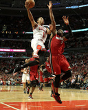 Miami Heat v Chicago Bulls - Game Five  Chicago  IL - MAY 26: Derrick Rose and Dwyane Wade