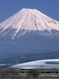 Mount Fuji and Bullet Train (Shinkansen)  Honshu  Japan