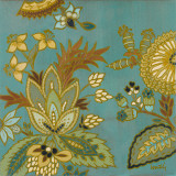 European Floral on Teal I